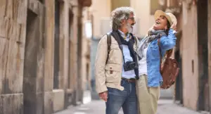 Couple enjoying a holiday together.