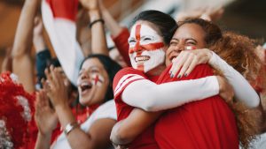 England football fans celebrating.